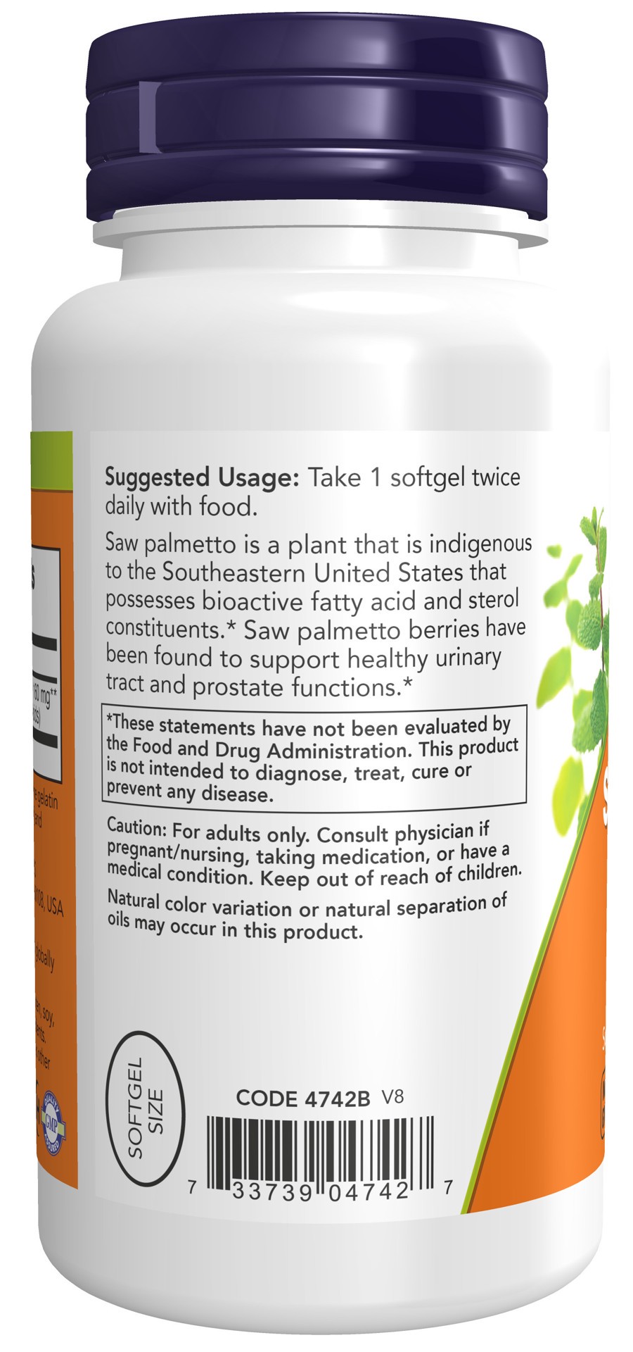 slide 2 of 4, NOW Saw Palmetto Extract 160 mg - 120 Softgels, 120 ct