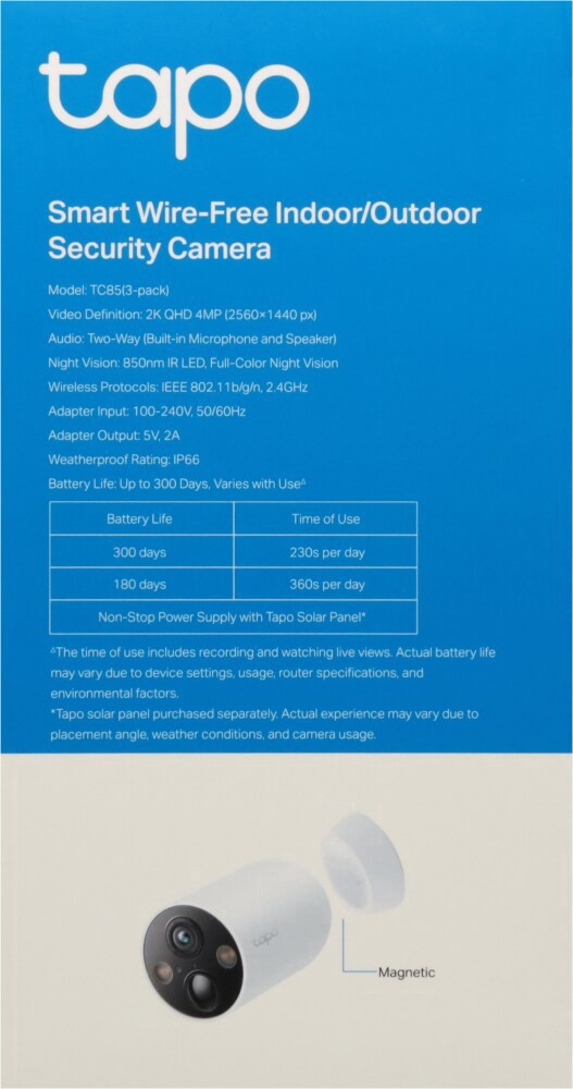 slide 3 of 6, TP-Link Tapo 2K QHD Smart Wire-Free Indoor/Outdoor Security Camera 3 ea, 3 ct
