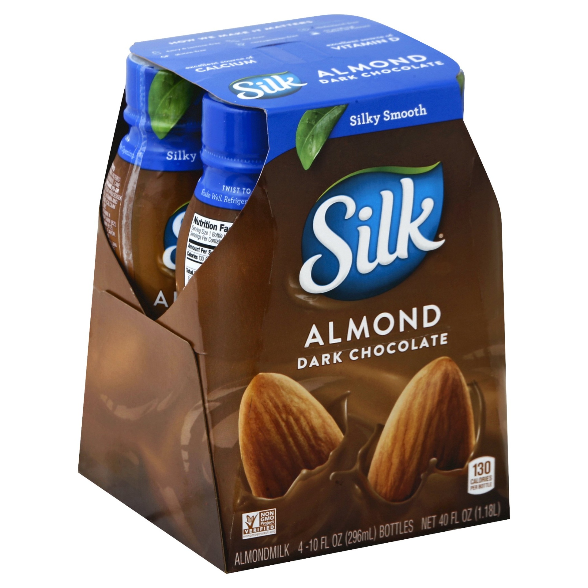 slide 1 of 1, Silk Almond Dark Chocolate Milk, 4 ct; 10 fl oz