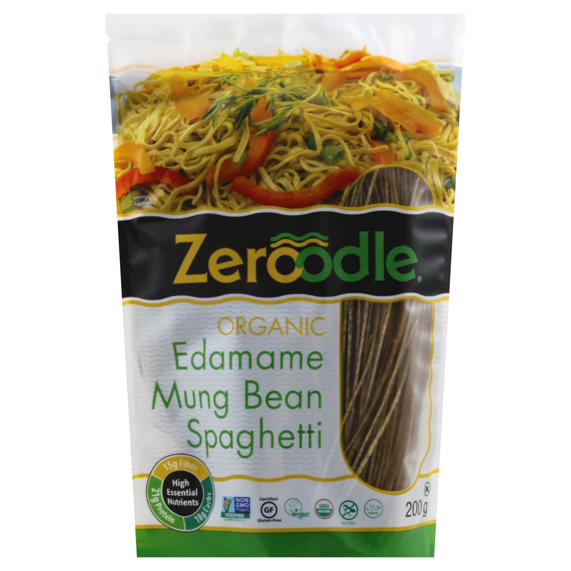 slide 1 of 1, Zeroodle Organic Edamame Mung Bean Spaghetti, 1 oz