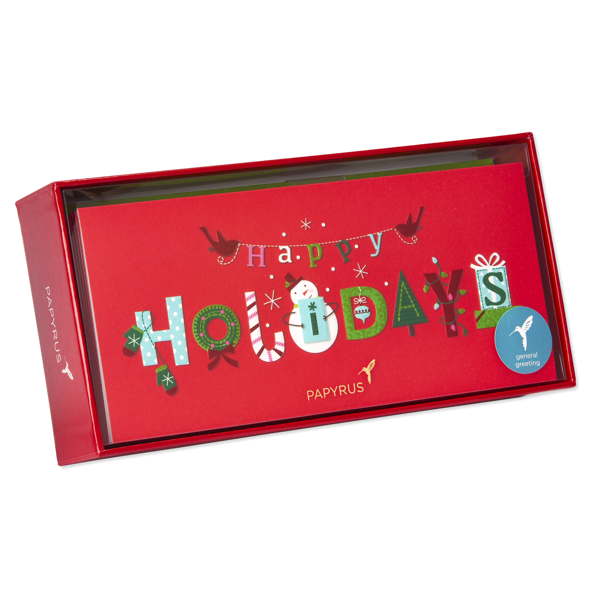 slide 2 of 5, Papyrus Happy Holiday Text Allegro Holiday Boxed Cards, 1 ct