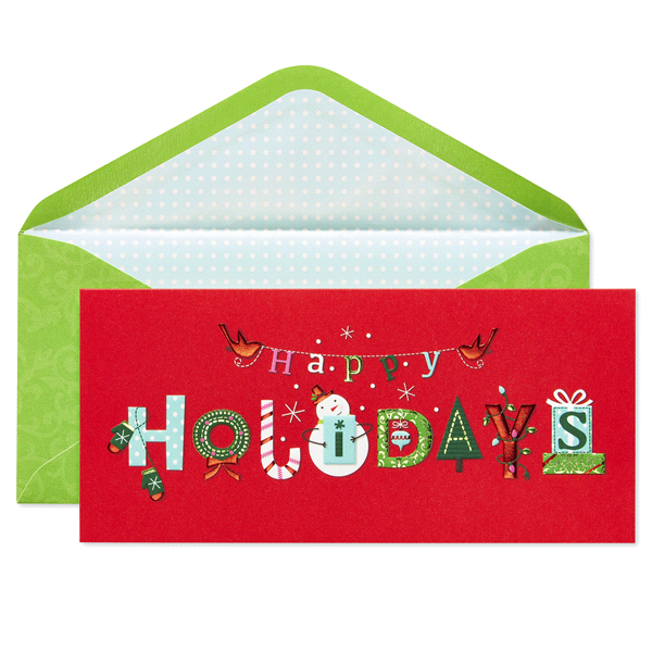 slide 1 of 5, Papyrus Happy Holiday Text Allegro Holiday Boxed Cards, 1 ct