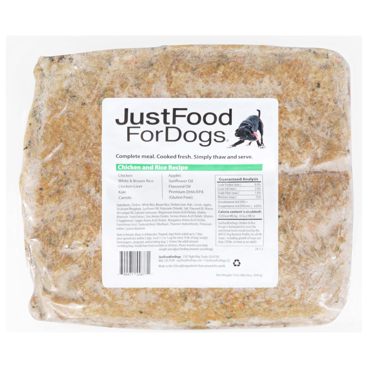 slide 1 of 14, JustFoodForDogs Daily Diets Chicken & White Rice Frozen Dog Food, 72 oz