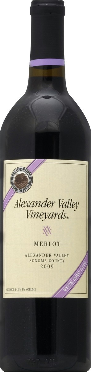 slide 1 of 2, Alexander Valley Vineyards Vineyards Merlot, 750 ml