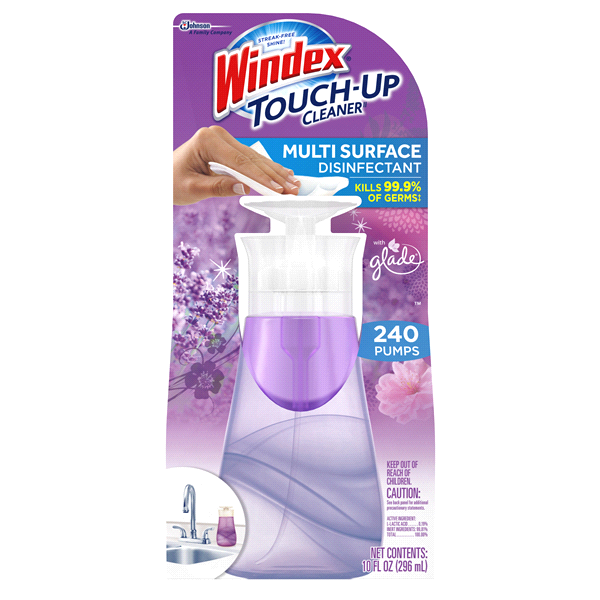 slide 1 of 1, Windex Touchup Cleaner Multisurface Disinfectant Lavender Meadow, 10 fl oz