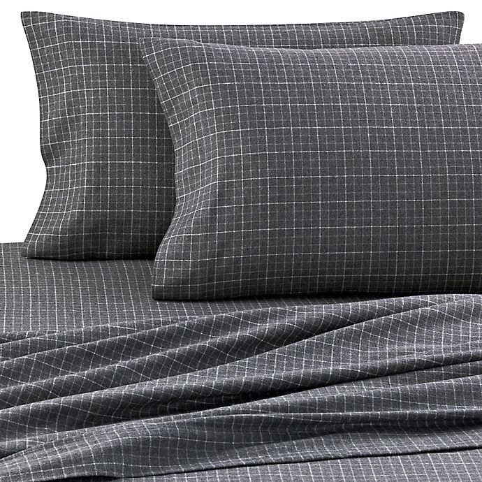 slide 1 of 1, Palais Royale Heavyweight Flannel Standard Pillowcases - Charcoal Plaid, 2 ct