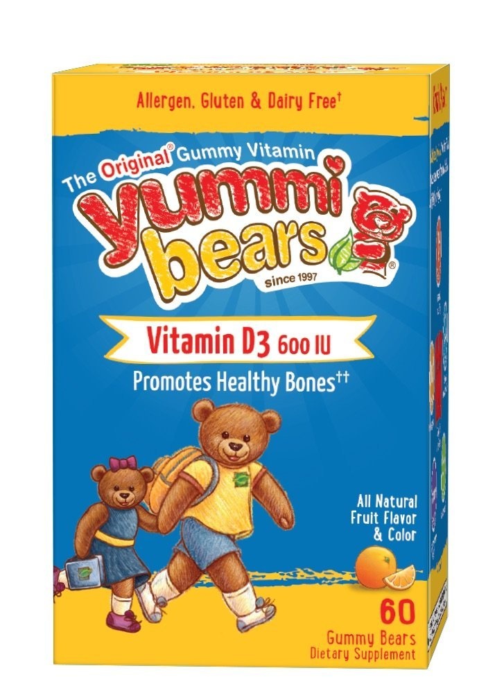 slide 1 of 1, Yummi Bears Vitamin D3, 600 IU, Gummy Bears, Fruit Flavor, 60 ct