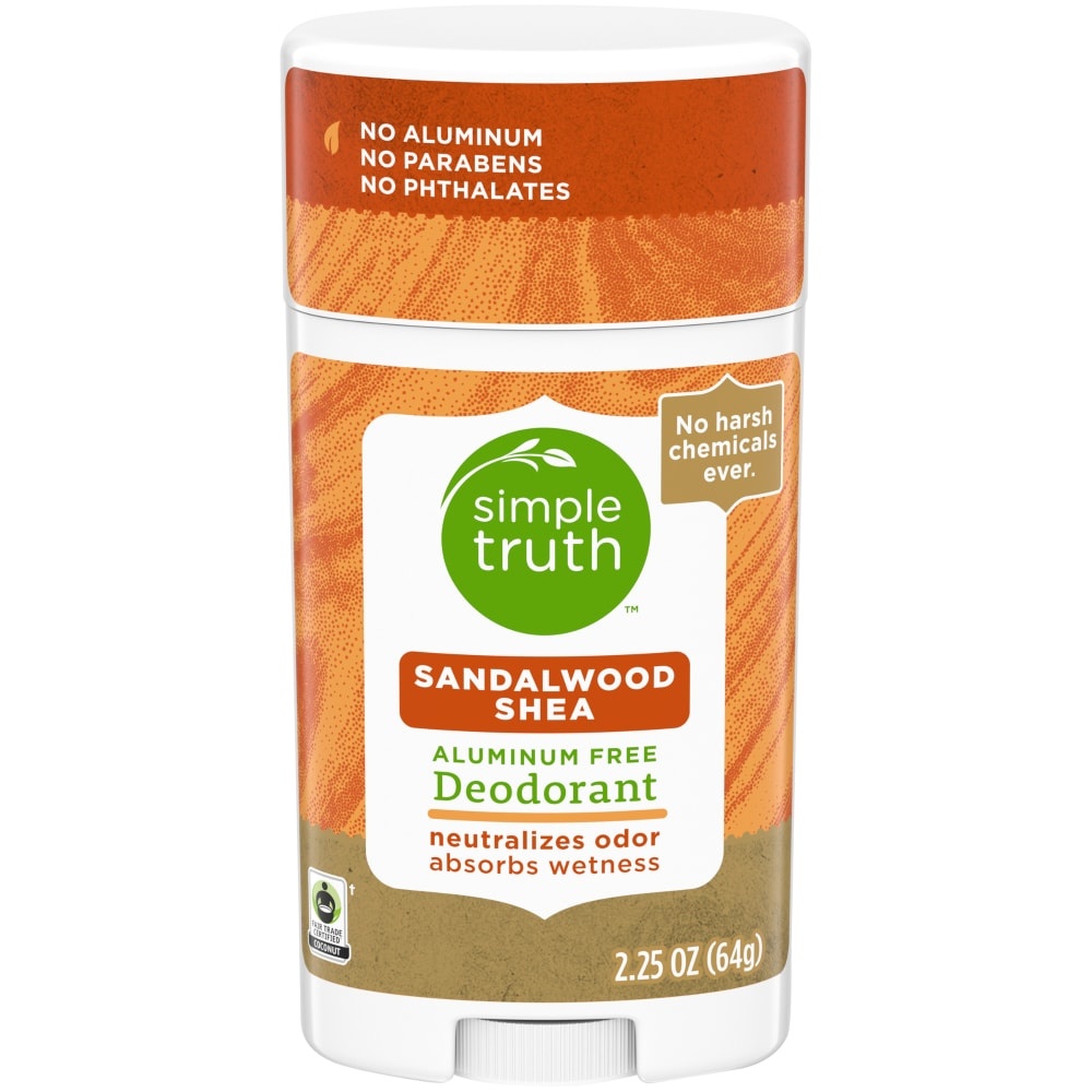 slide 1 of 1, Simple Truth\U2122 Sandalwood Shea Aluminum Free Deodorant Stick, 2.25 oz