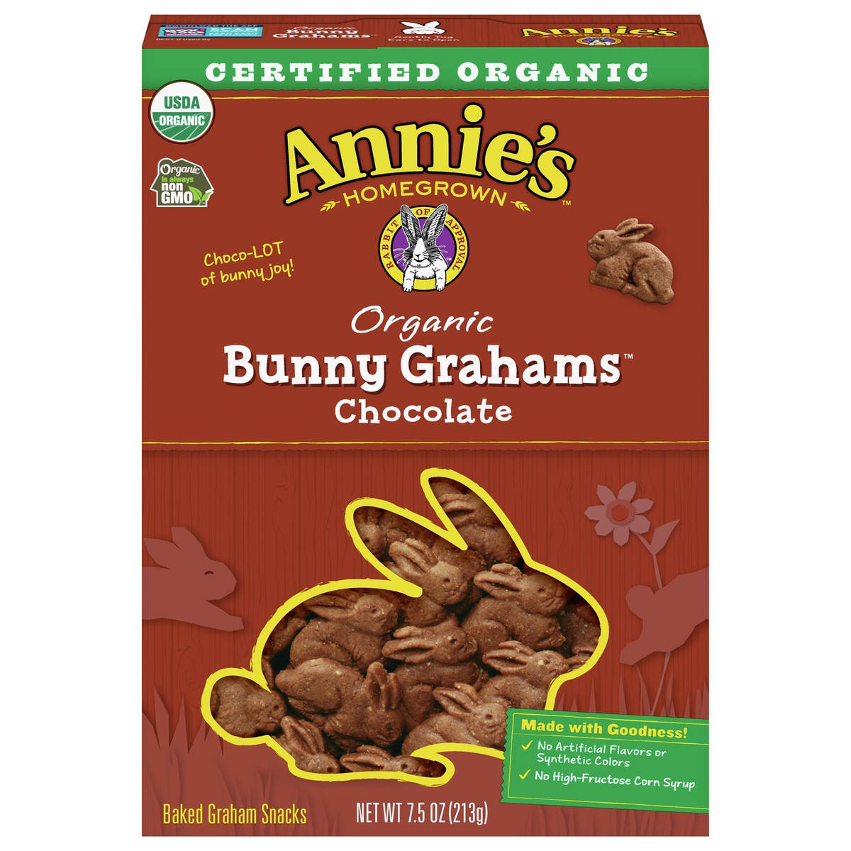 slide 1 of 1, Annie's Organic Chocolate Bunny Graham Snacks, 7.5 oz, 7.5 oz