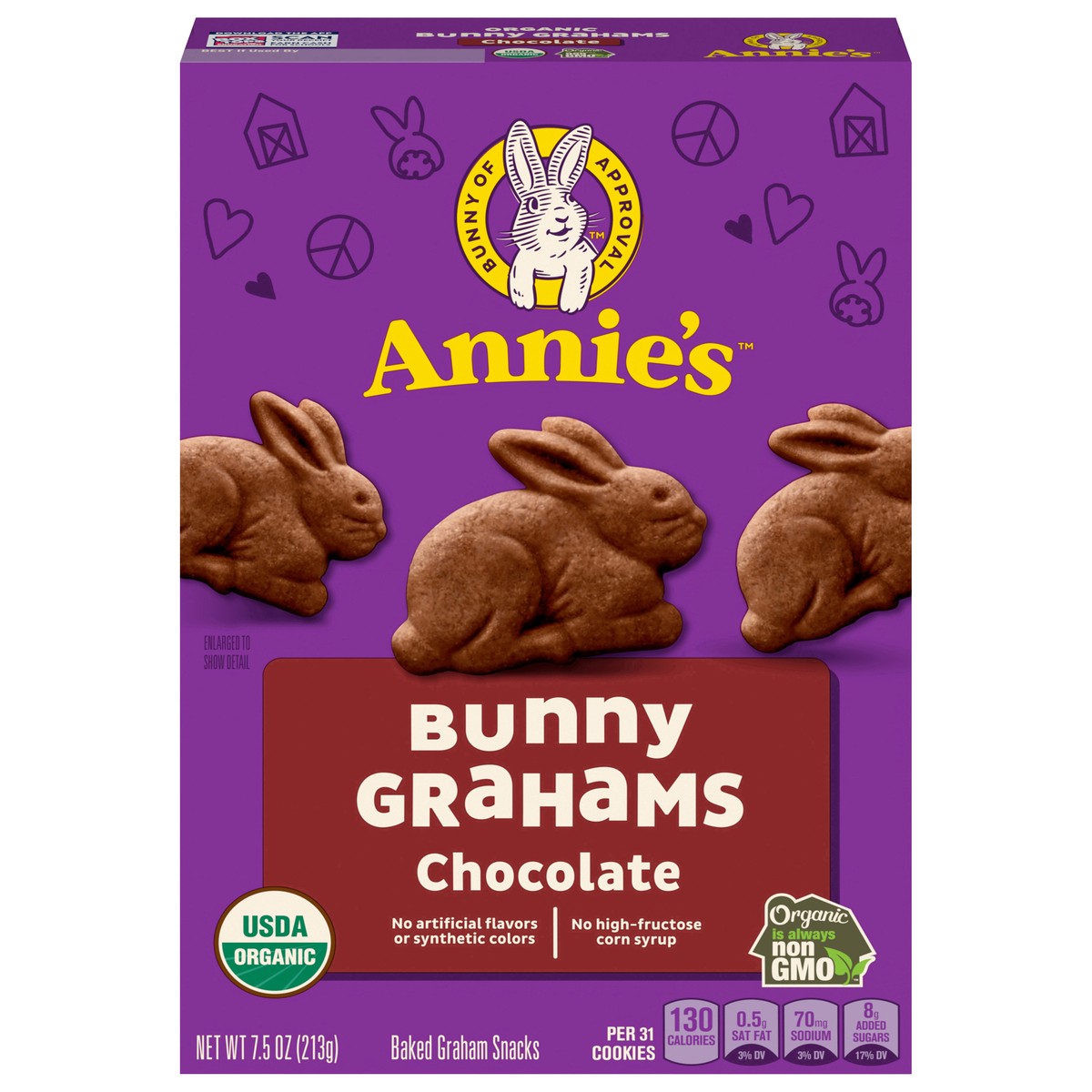 slide 1 of 1, Annie's Organic Chocolate Bunny Graham Snacks, 7.5 oz, 7.5 oz