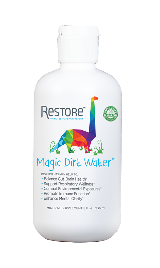 slide 1 of 1, Restore Magic Dirt Water For Gut-Brain Health, 8 fl oz