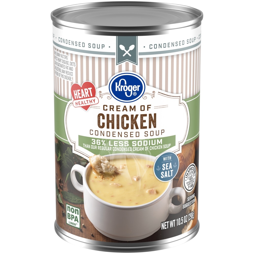 slide 1 of 1, Kroger Heart Healthy Cream Of Chicken Condensed Soup, 10.5 oz