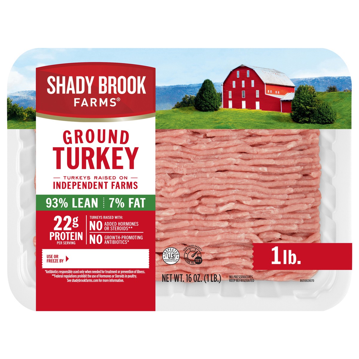 slide 1 of 9, Shady Brook Farms 93% lean Fat Ground Turkey Tray, 16 oz