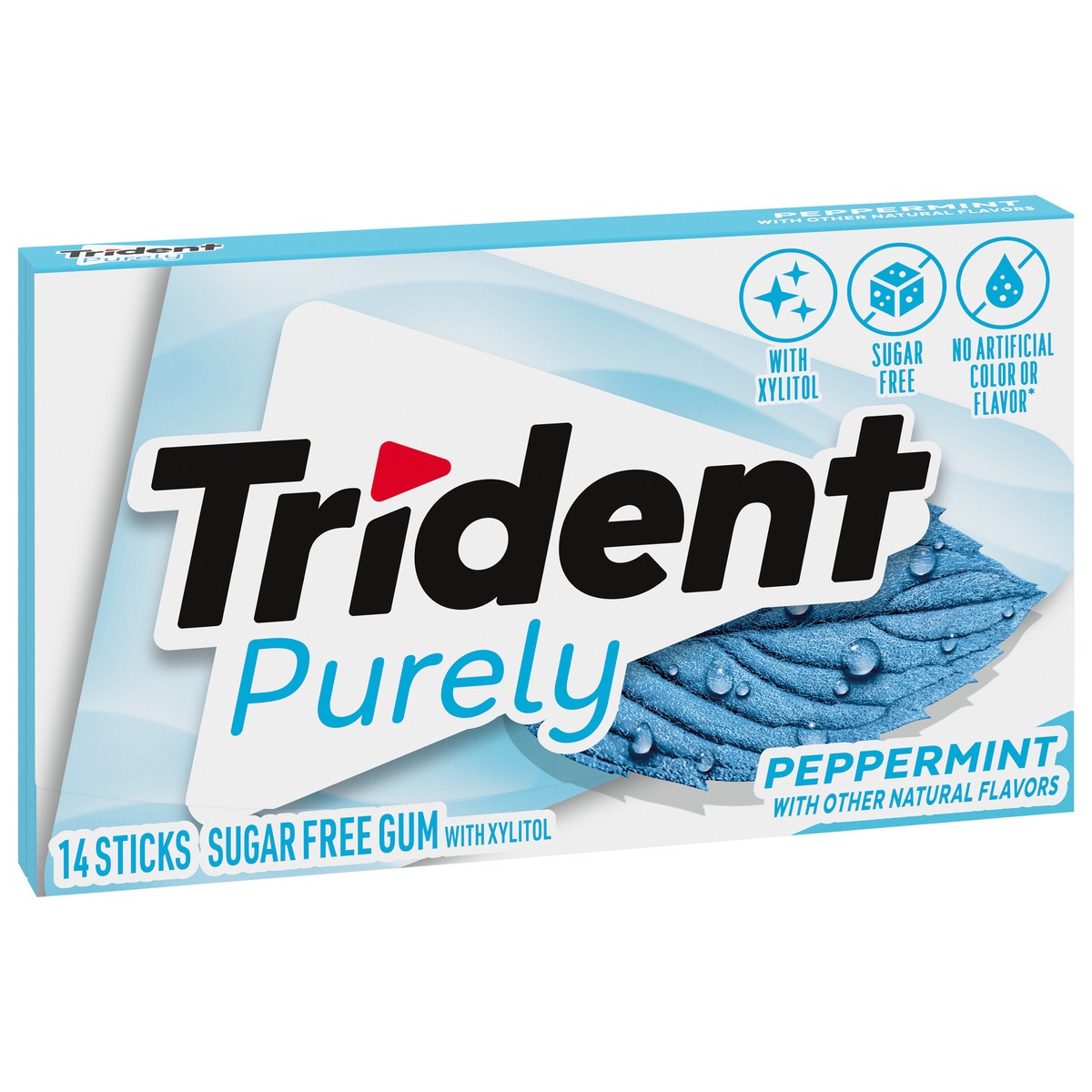 slide 7 of 9, Trident Purely Peppermint Sugar Free Gum, 14 Pieces, 0.06 lb