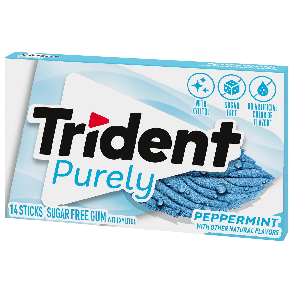 slide 8 of 9, Trident Purely Peppermint Sugar Free Gum, 14 Pieces, 0.06 lb