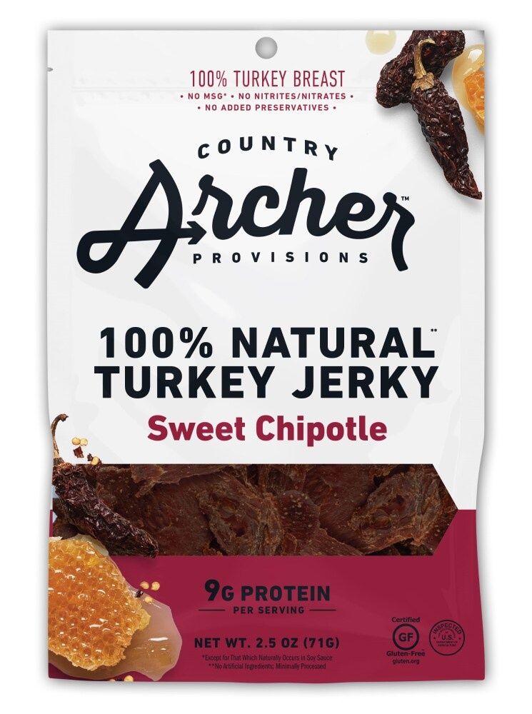 slide 1 of 1, Country Archer Jerky Turkey Sweet Chipotle, 2.5 oz