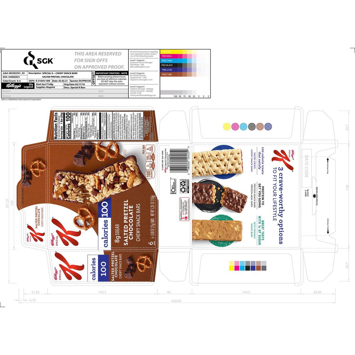 slide 14 of 14, Special K Kellogg's Special K Chewy Snack Bars, Salted Pretzel Chocolate, 5.28 oz, 6 Count, 5.28 oz