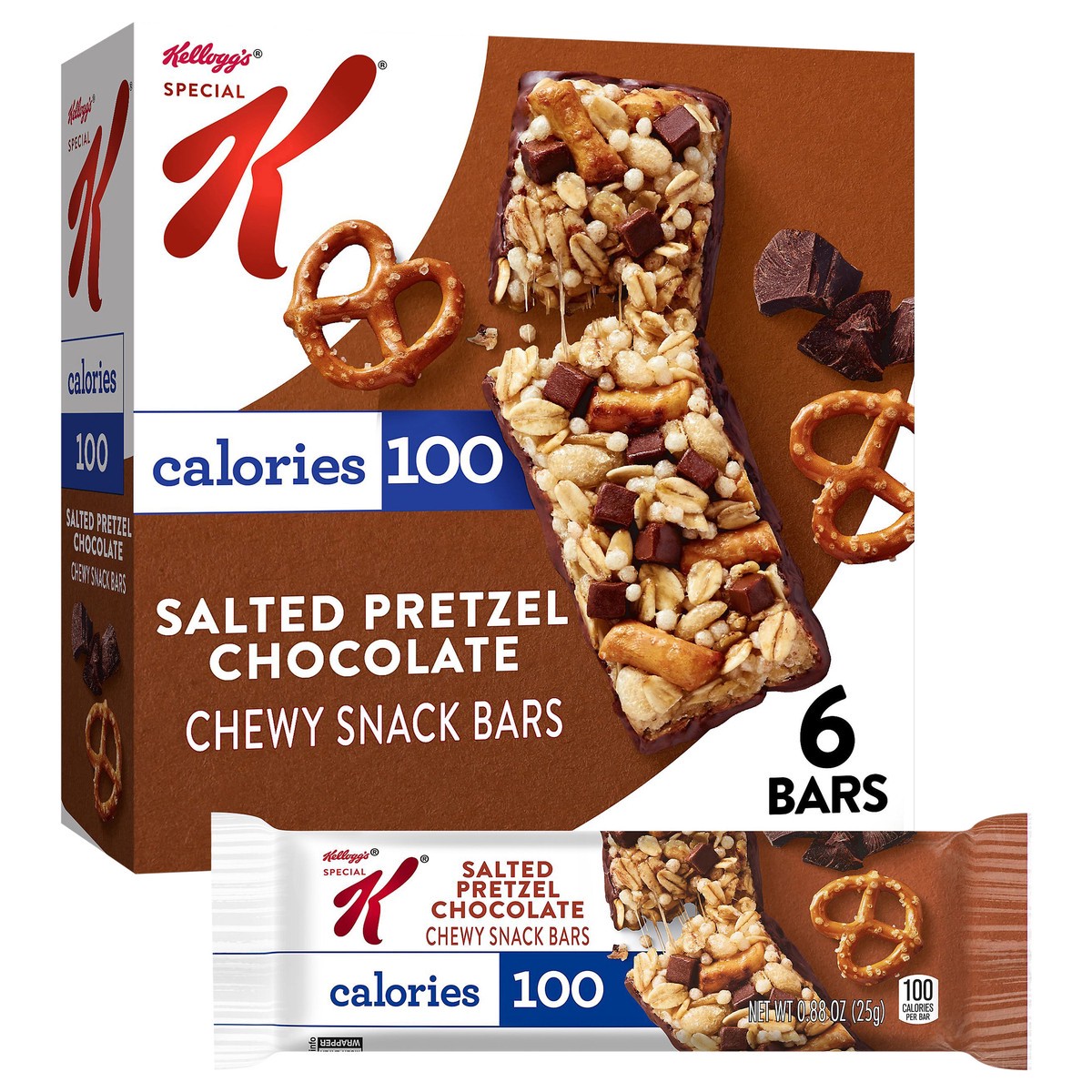 slide 2 of 14, Special K Kellogg's Special K Chewy Snack Bars, Salted Pretzel Chocolate, 5.28 oz, 6 Count, 5.28 oz