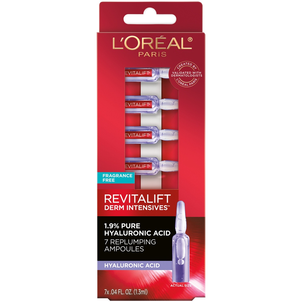 slide 1 of 1, L'Oréal L'Oreal Paris Revitalift Derm Intensives Hyaluronic Acid Ampoules, 0.28 fl oz, 7 ct; 0.28 fl oz