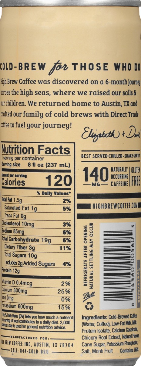 slide 7 of 9, High Brew Coffee Creamy Cappuccino Coffee - 8 oz, 8 oz