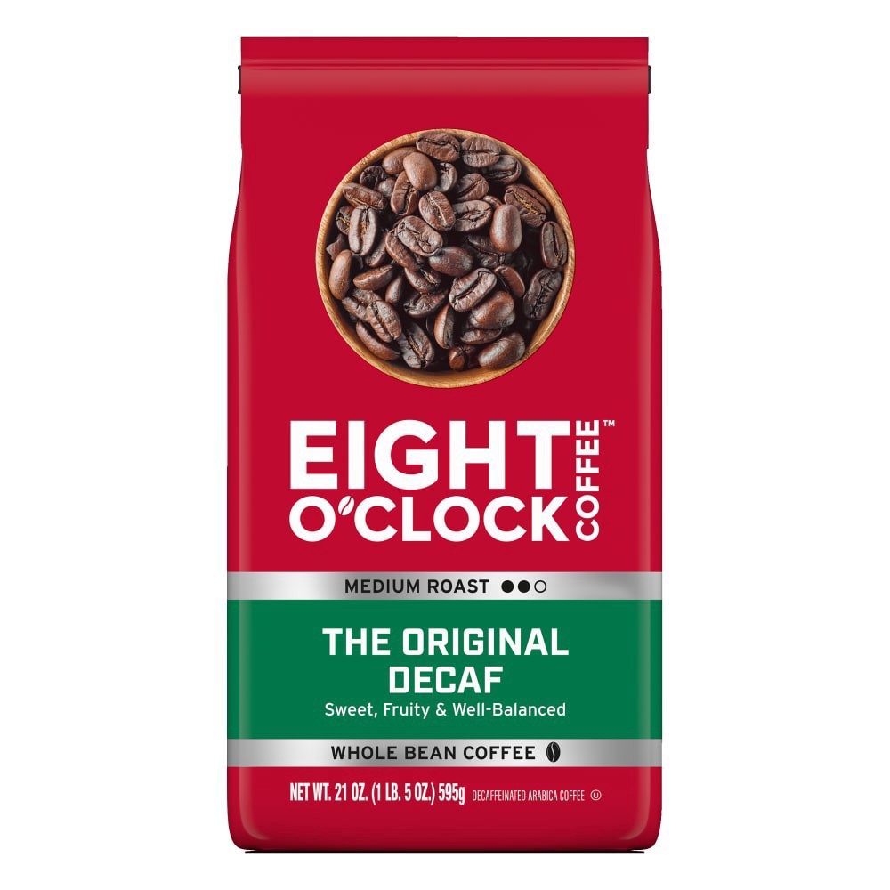 slide 3 of 5, Eight O'Clock Coffee Medium Roast Whole Bean The Original Decaf Coffee 21 oz, 21 oz