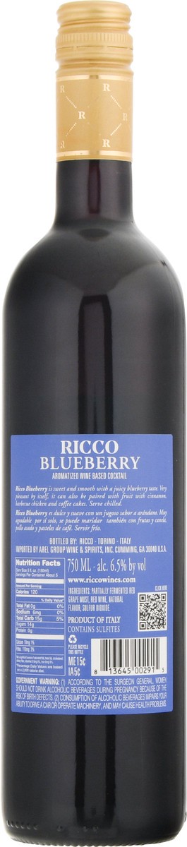 slide 10 of 13, Ricco Semi Sweet Blueberry Wine 25.4 fl oz, 750 ml