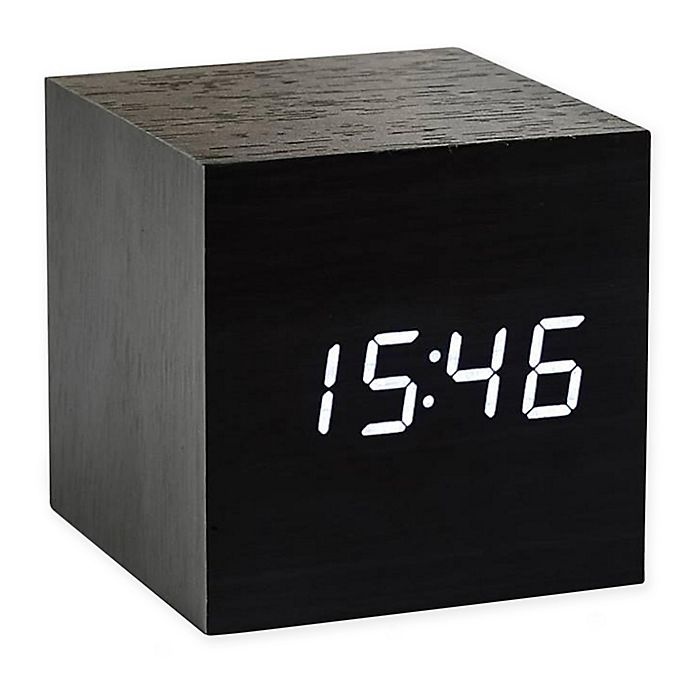 slide 1 of 4, Gingko Cube Click Alarm Clock - Black/White, 1 ct