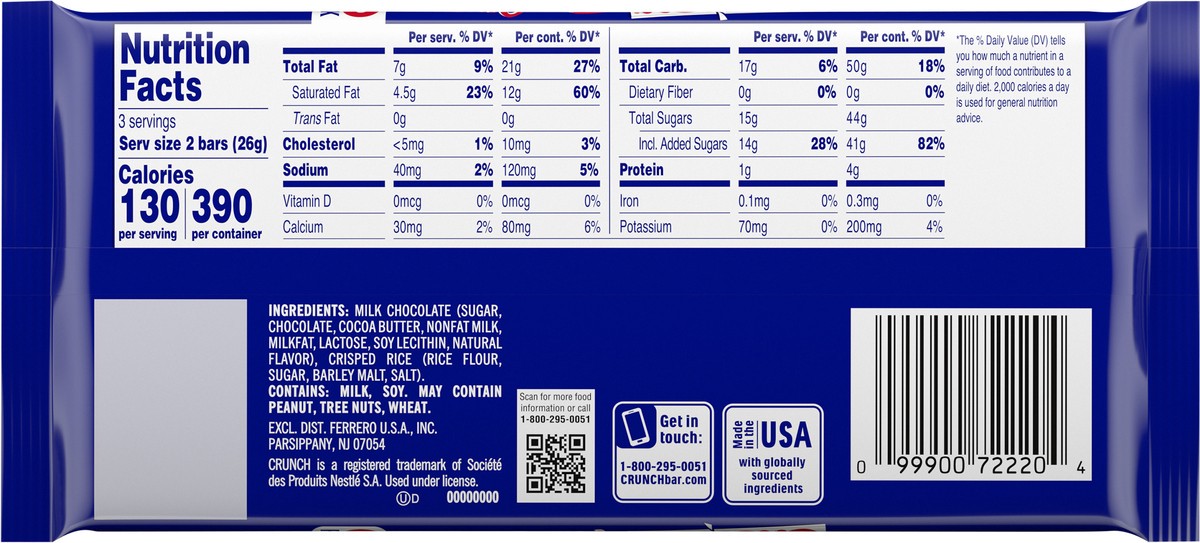 slide 2 of 7, Crunch Creamy Milk Chocolate 6 Pack Fun Size 6 ea, 6 ct