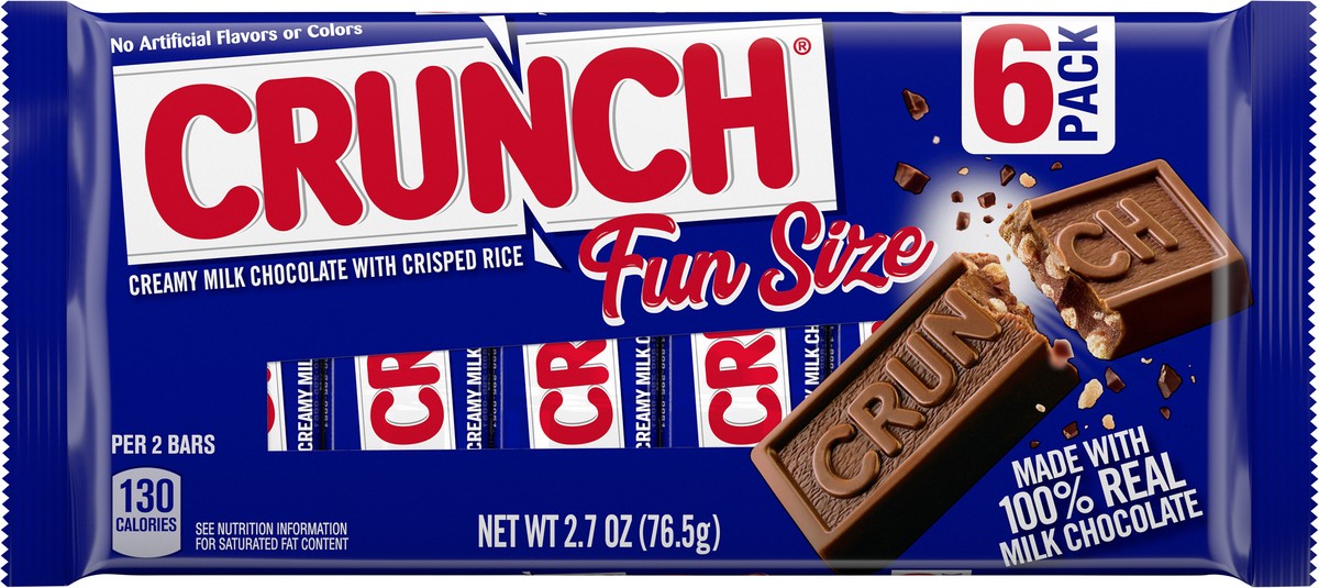 slide 1 of 7, CRUNCH Milk Chocolate and Crisped Rice Fun Size Individually Wrapped Candy Bars, 2.7 oz