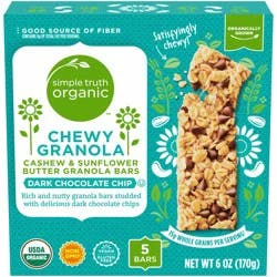 Simple Truth Organic™ Dark Chocolate Chip Cashew & Sunflower Butter Chewy Granola Bars