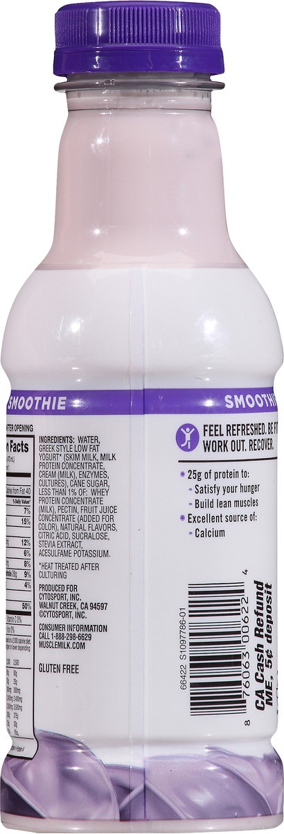 slide 10 of 11, Muscle Milk Smoothie Yogurt Blueberry Flavor Protein Shake 16 oz, 16 oz