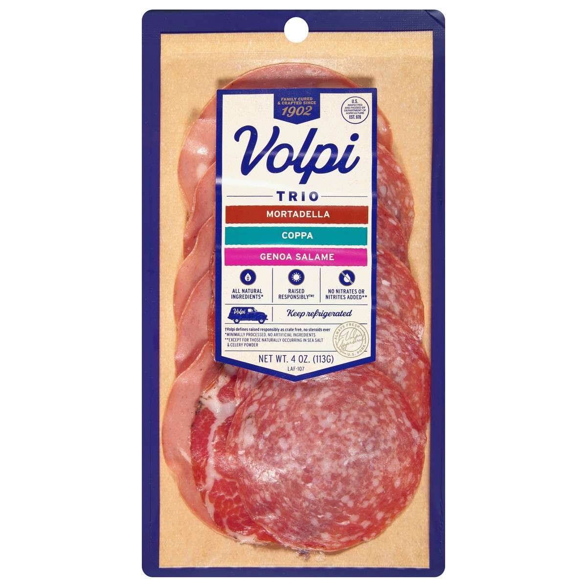 slide 1 of 9, Volpi Trio: Mortadella, Coppa, Genoa | Sandwich Essentials 4oz, 4 oz