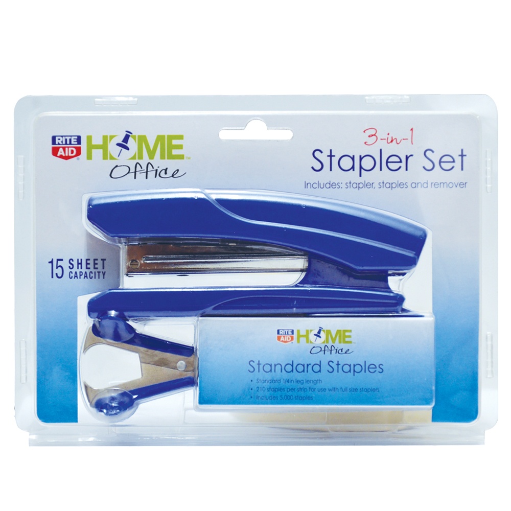 slide 1 of 3, Rite Aid Home Office Stapler Value Pack 3-in-1 Set of Stapler, Staples and Remover, 1 ct