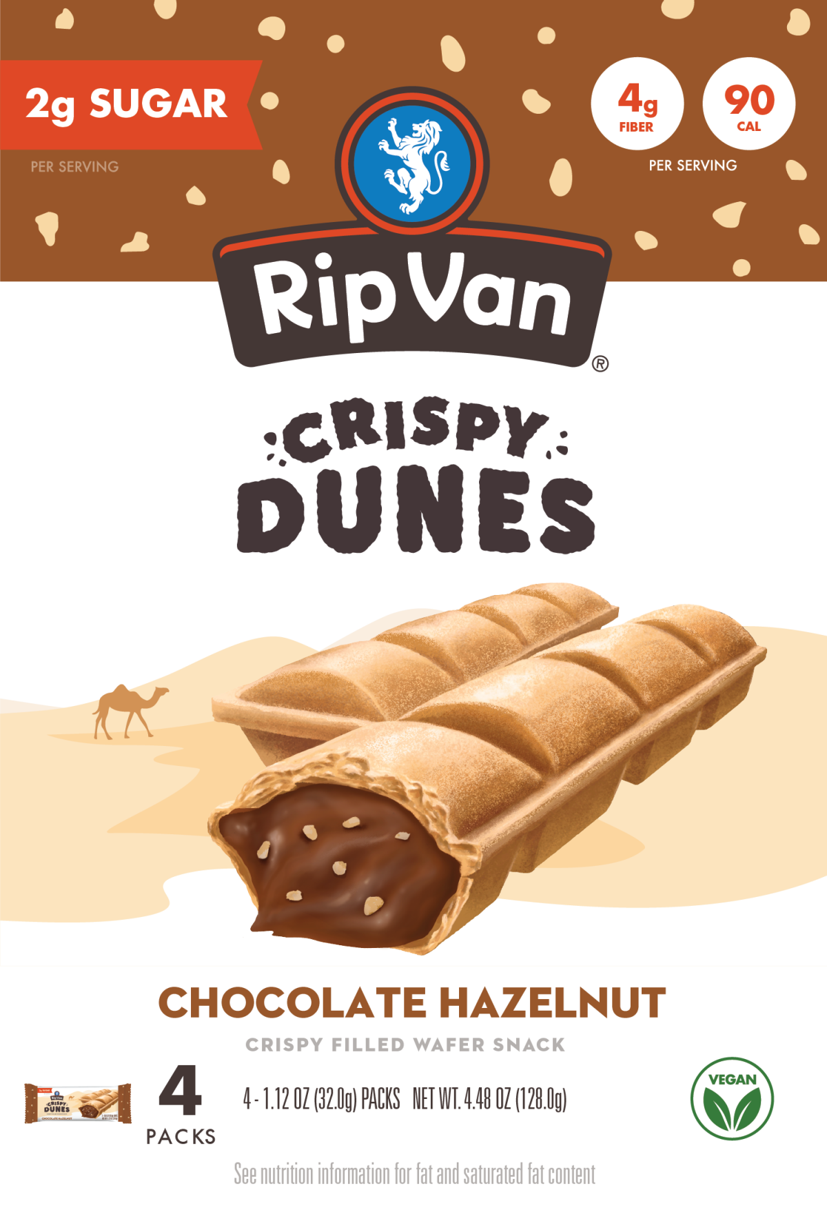slide 1 of 5, Rip Van Crispy Dunes Chocolate Hazelnut Wafer Snack 4 ct 1.12 oz, 4 ct, 1.12 oz