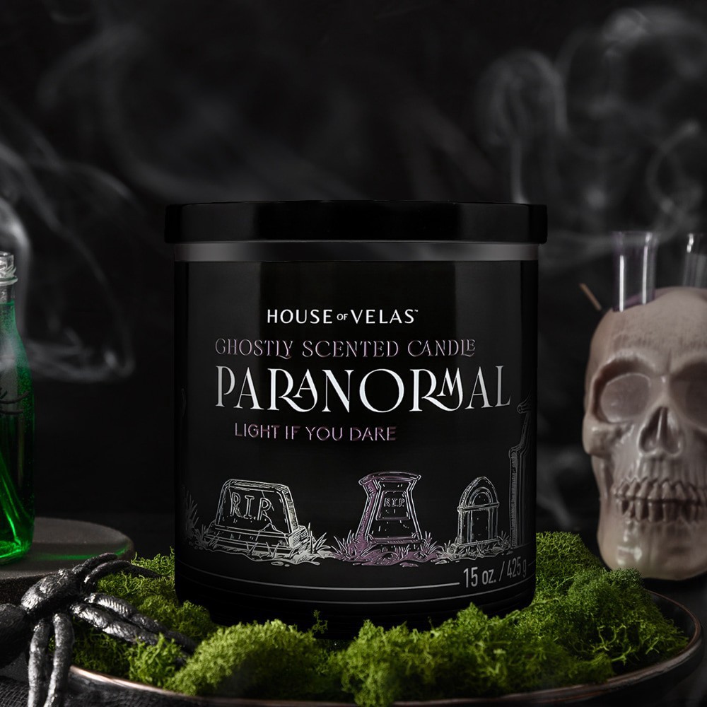 slide 2 of 2, House of Velas™ Halloween Jar Candle Paranormal, 15 oz