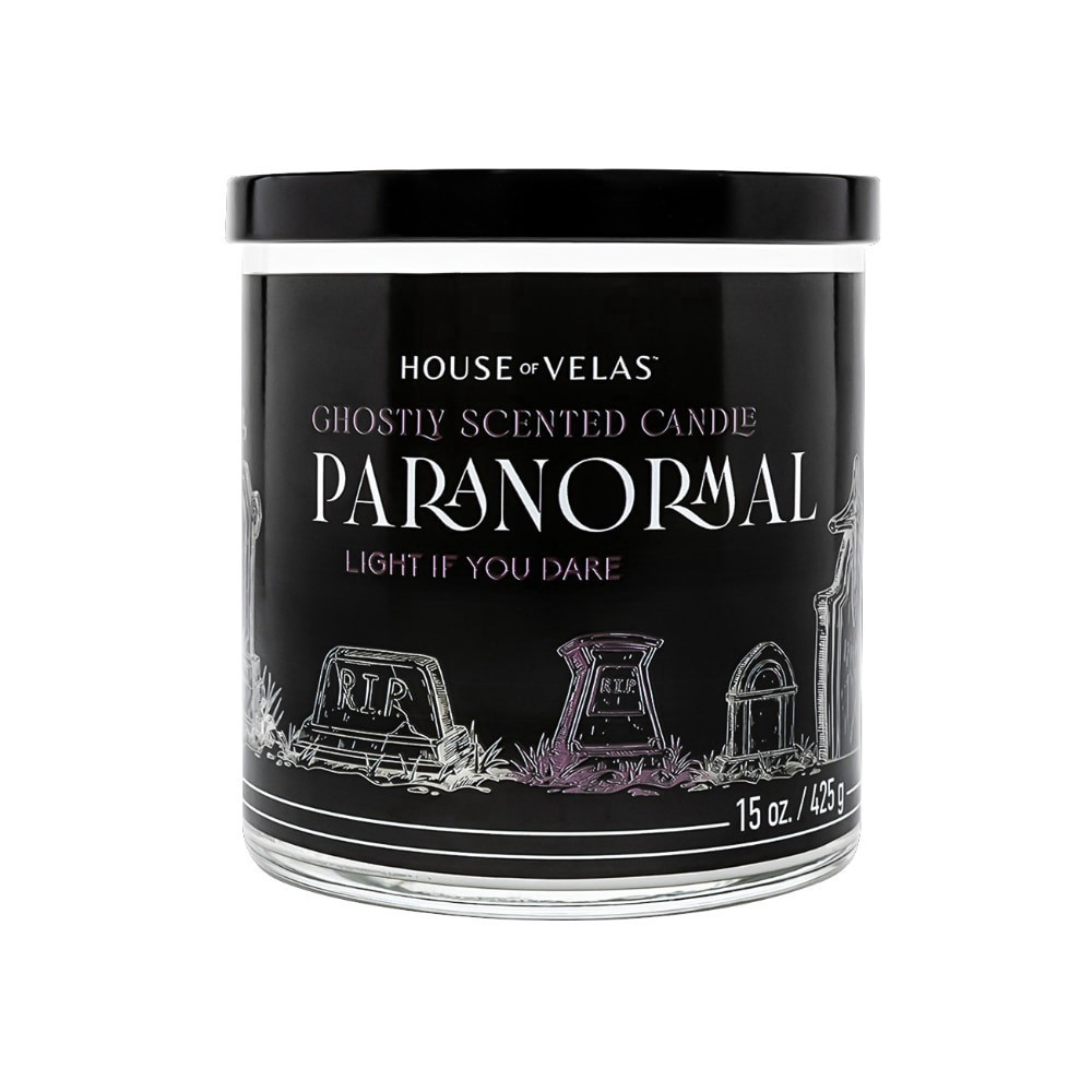 slide 1 of 2, House of Velas™ Halloween Jar Candle Paranormal, 15 oz