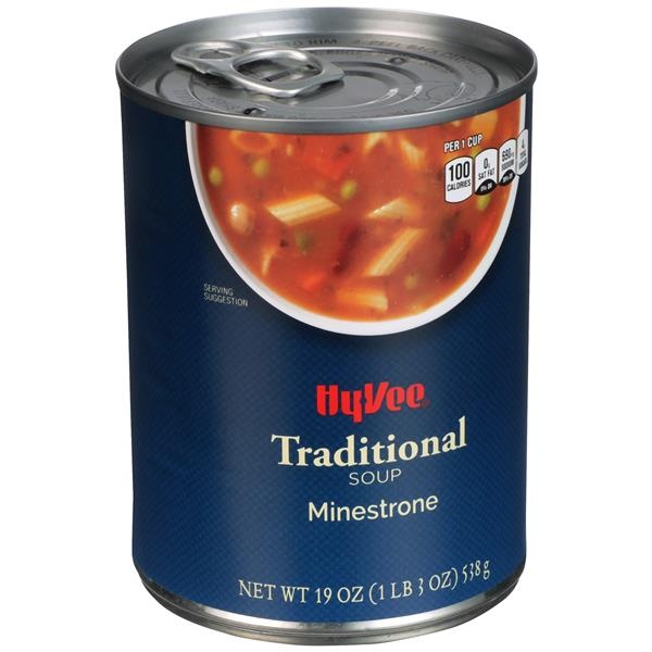 slide 1 of 1, Hy-vee Minestrone Traditional Soup, 19 oz