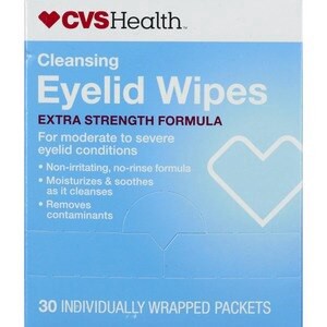 slide 1 of 1, CVS Health No Rinse Eyelid Wipes-Extra Strength, 30Ct, 1 ct