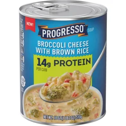Progresso Protein Broccoli Cheese With Brown Rice Soup, Gluten Free Canned Soup, 18 oz