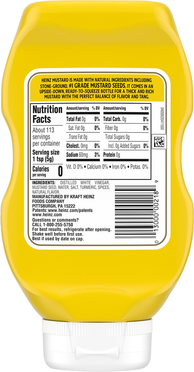 slide 5 of 9, Heinz Yellow Mustard, 20 oz Bottle, 