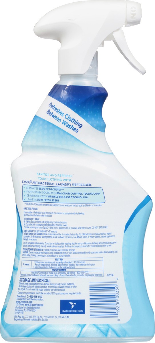 slide 4 of 9, Lysol Antibacterial Laundry Refresher Spray, Sanitizing Spray for Clothes, Removes Odor Causing Bacteria, Crisp Linen Scent, 22oz, 22 oz