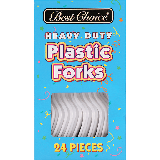 slide 1 of 1, Best Choice Heavy Duty Plastic Forks, 24 ct