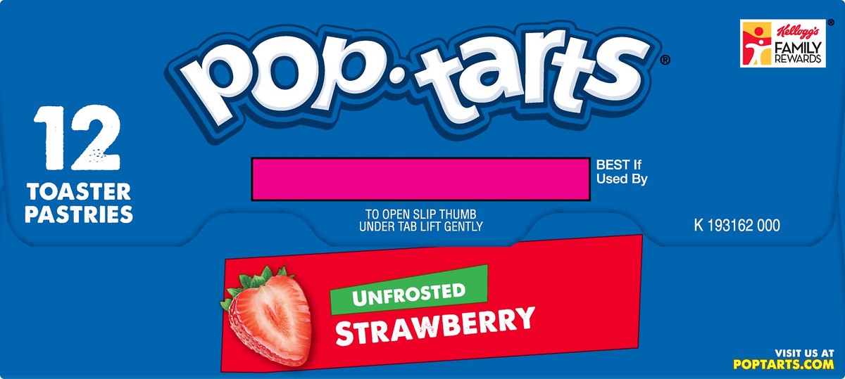 slide 4 of 7, Pop-Tarts Toaster Pastries, Breakfast Foods, Kids Snacks, Unfrosted Strawberry, 20.3oz Box, 12 Pop-Tarts, 20.3 oz