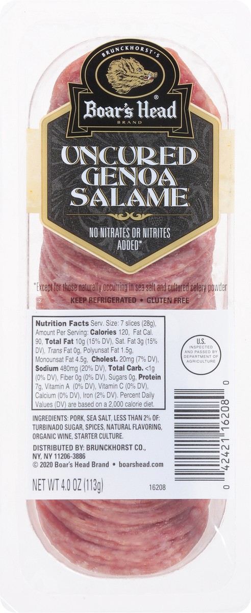slide 8 of 9, Boar's Head Uncured Genoa Salame, 4 oz