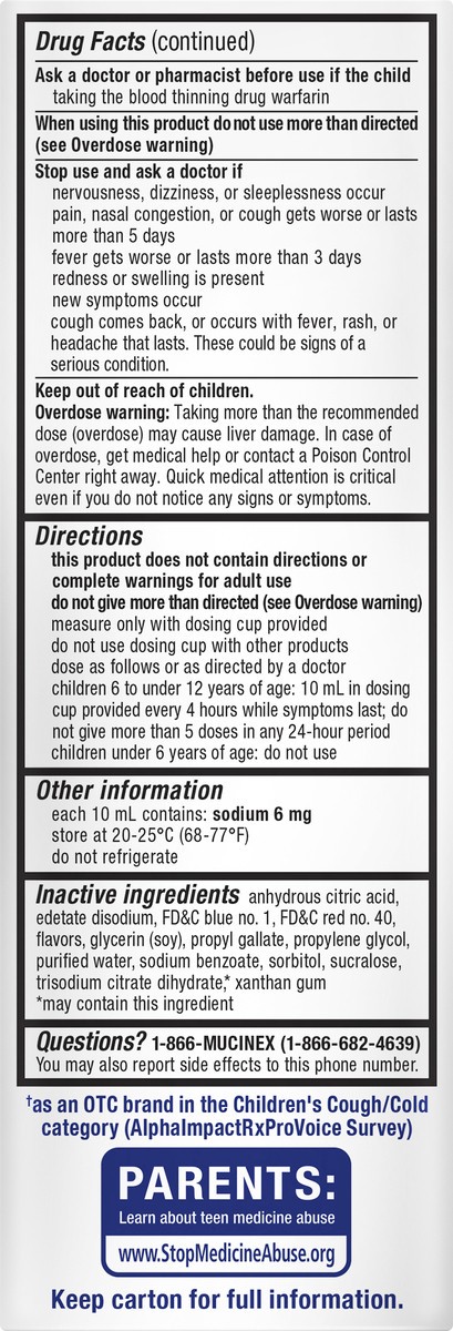 slide 3 of 11, Mucinex Children's Multi-Symptom Cough, Cold and Fever Liquid, Very Berry, 4 Ounce (Packaging May Vary), 4 oz