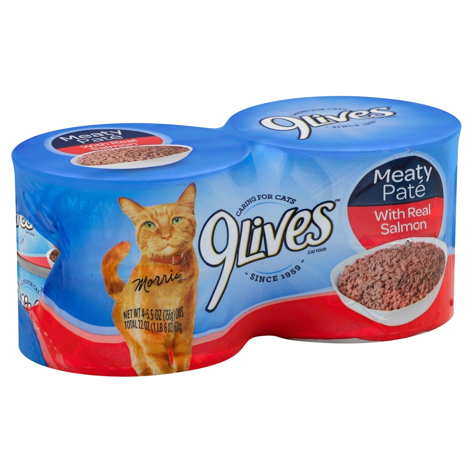 slide 1 of 2, 9Lives Cat Food, Meaty Paté with Real Salmon, 4 ct; 5.5 oz