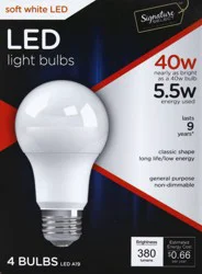 Signature SELECT Light Bulb LED Soft White 5.5W A19 380 Lumens - 4 Count