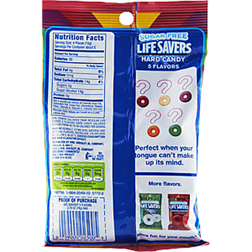 slide 7 of 9, LIFE SAVERS 5 Flavors Sugarfree Hard Candy Bag, 2.75 oz