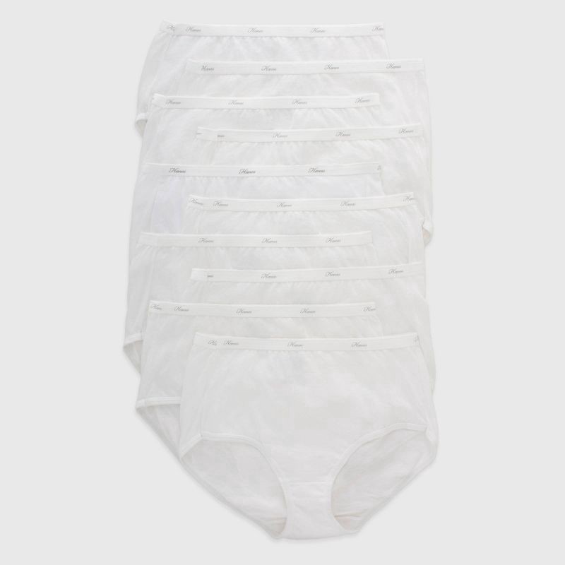 slide 1 of 5, Hanes Women's Cotton White Brief Size 9, 10 ct