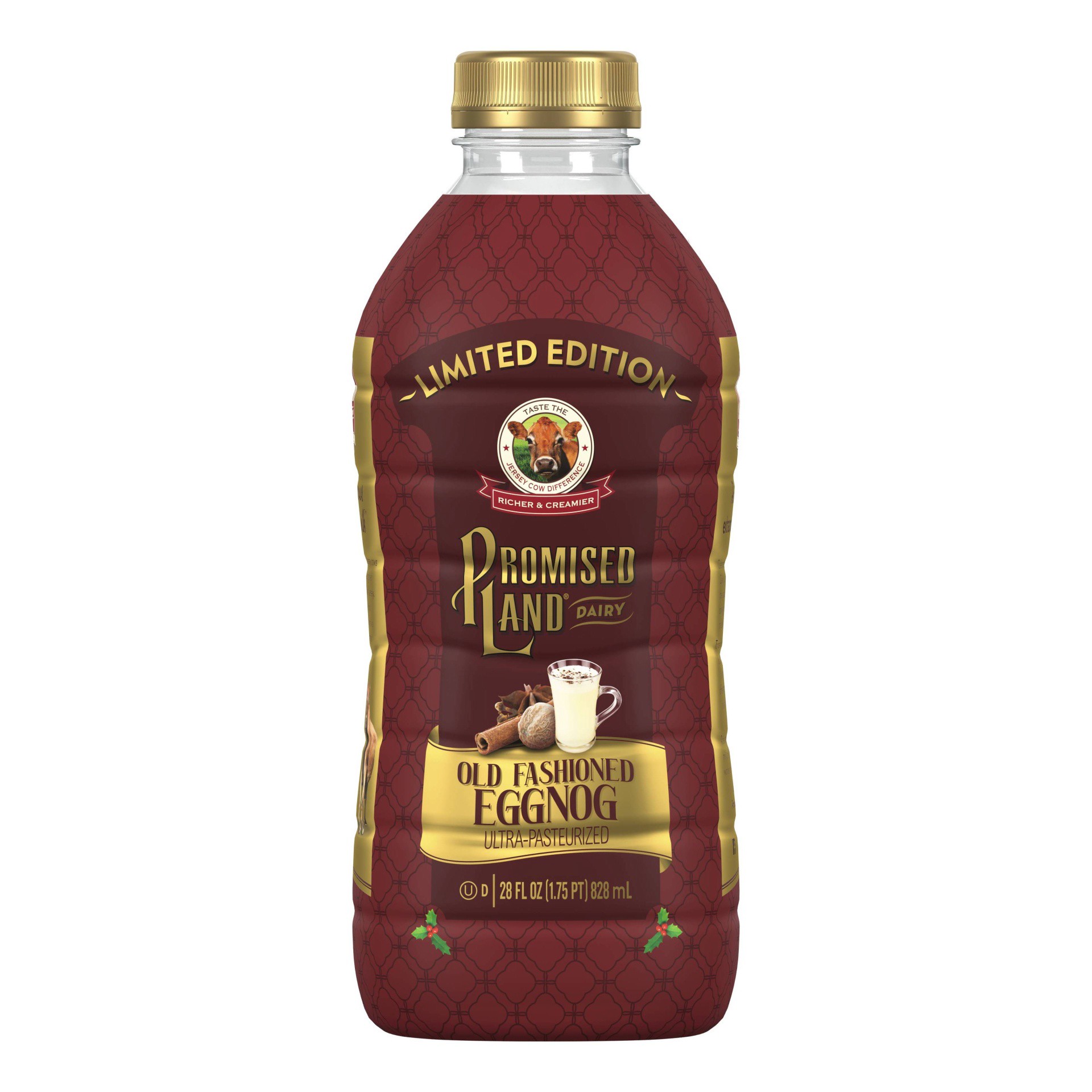 slide 1 of 4, Promised Land Dairy Old-Fashioned Eggnog Whole Milk 28 fl oz, 28 fl oz